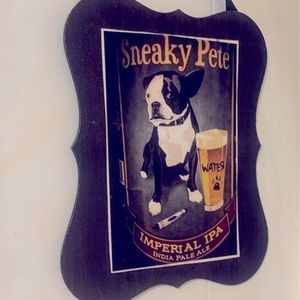 Wooden plaque Boston Terrier Sneaky Pete